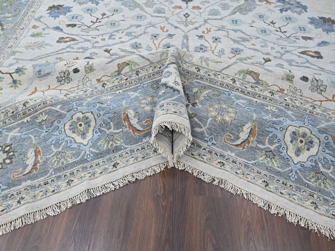 12'0" x 17'8" New Hand Knotted Grey Wool Rectangle Oriental Rug - MOA10210457