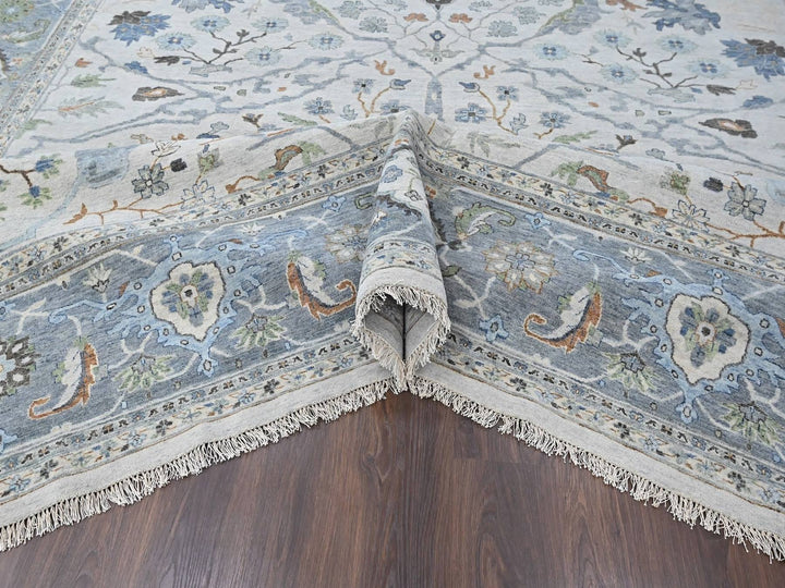 12'0" x 17'8" New Hand Knotted Grey Wool Rectangle Oriental Rug - MOA10210457