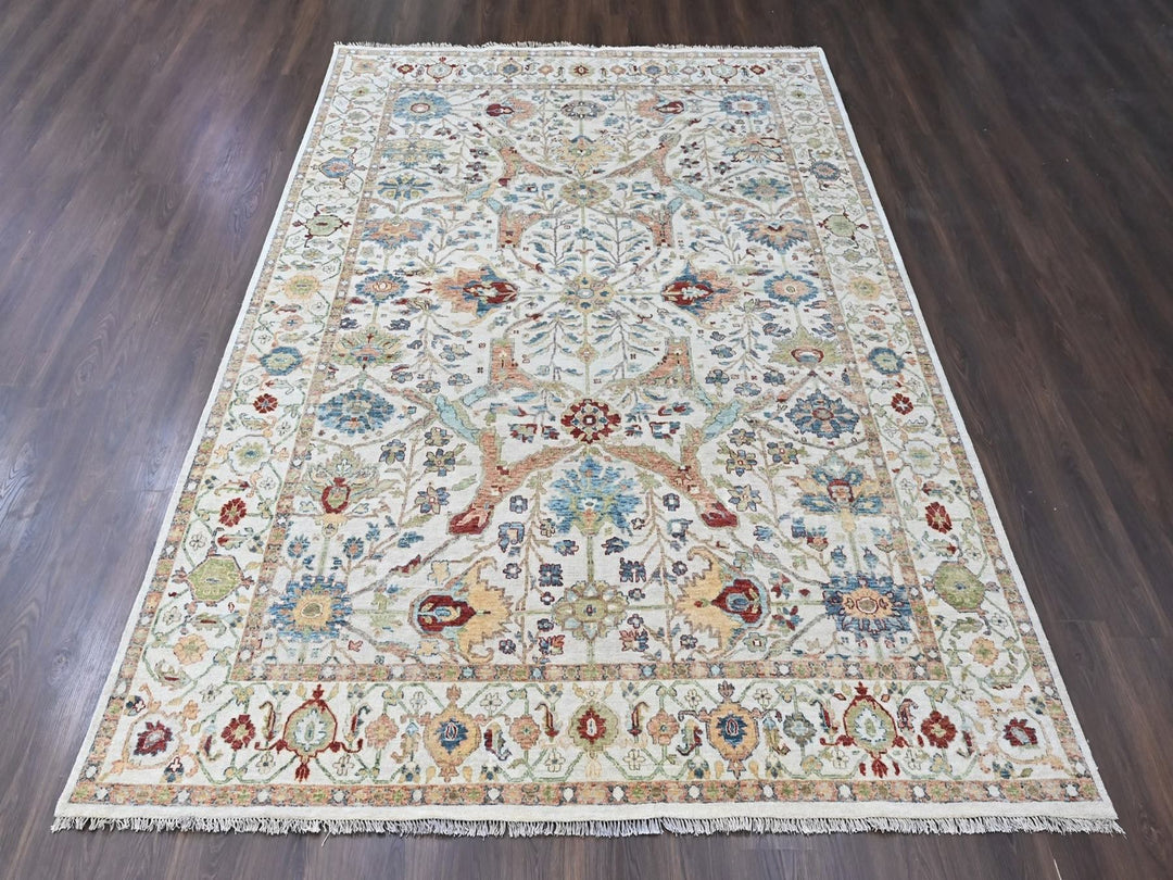 8'10" x 11'10" New Hand Knotted Ivory Wool Rectangle Oriental Rug - MOA10210458