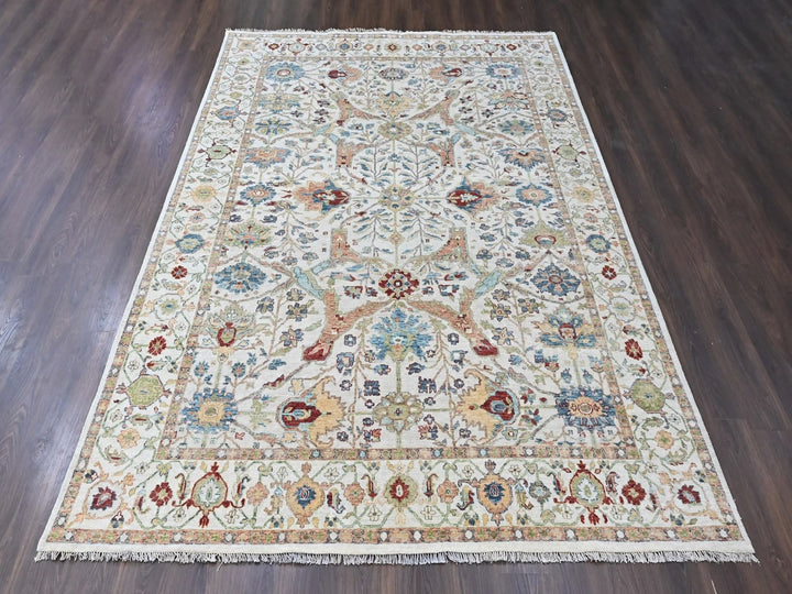 8'10" x 11'10" New Hand Knotted Ivory Wool Rectangle Oriental Rug - MOA10210458