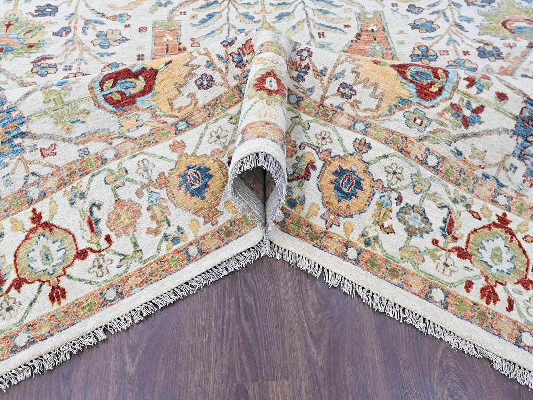 8'10" x 11'10" New Hand Knotted Ivory Wool Rectangle Oriental Rug - MOA10210458