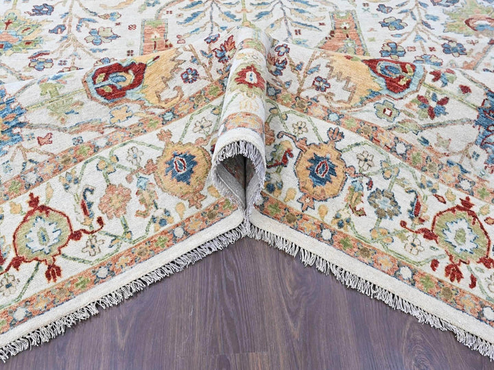 8'10" x 11'10" New Hand Knotted Ivory Wool Rectangle Oriental Rug - MOA10210458