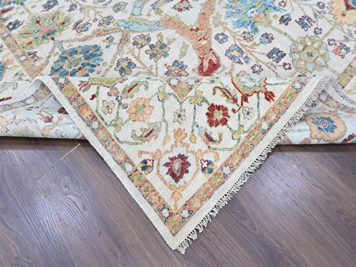 8'10" x 11'10" New Hand Knotted Ivory Wool Rectangle Oriental Rug - MOA10210458