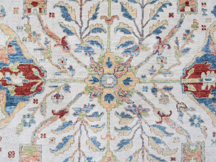 8'10" x 11'10" New Hand Knotted Ivory Wool Rectangle Oriental Rug - MOA10210458