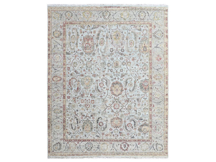 7'10" x 9'11" New Hand Knotted Grey Wool Rectangle Oriental Rug - MOA10210459