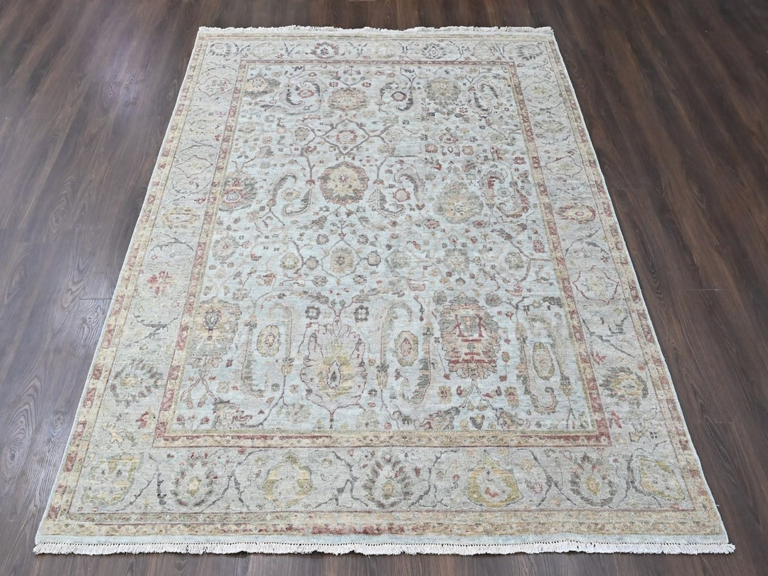 7'10" x 9'11" New Hand Knotted Grey Wool Rectangle Oriental Rug - MOA10210459