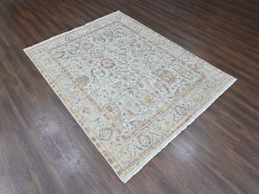 7'10" x 9'11" New Hand Knotted Grey Wool Rectangle Oriental Rug - MOA10210459