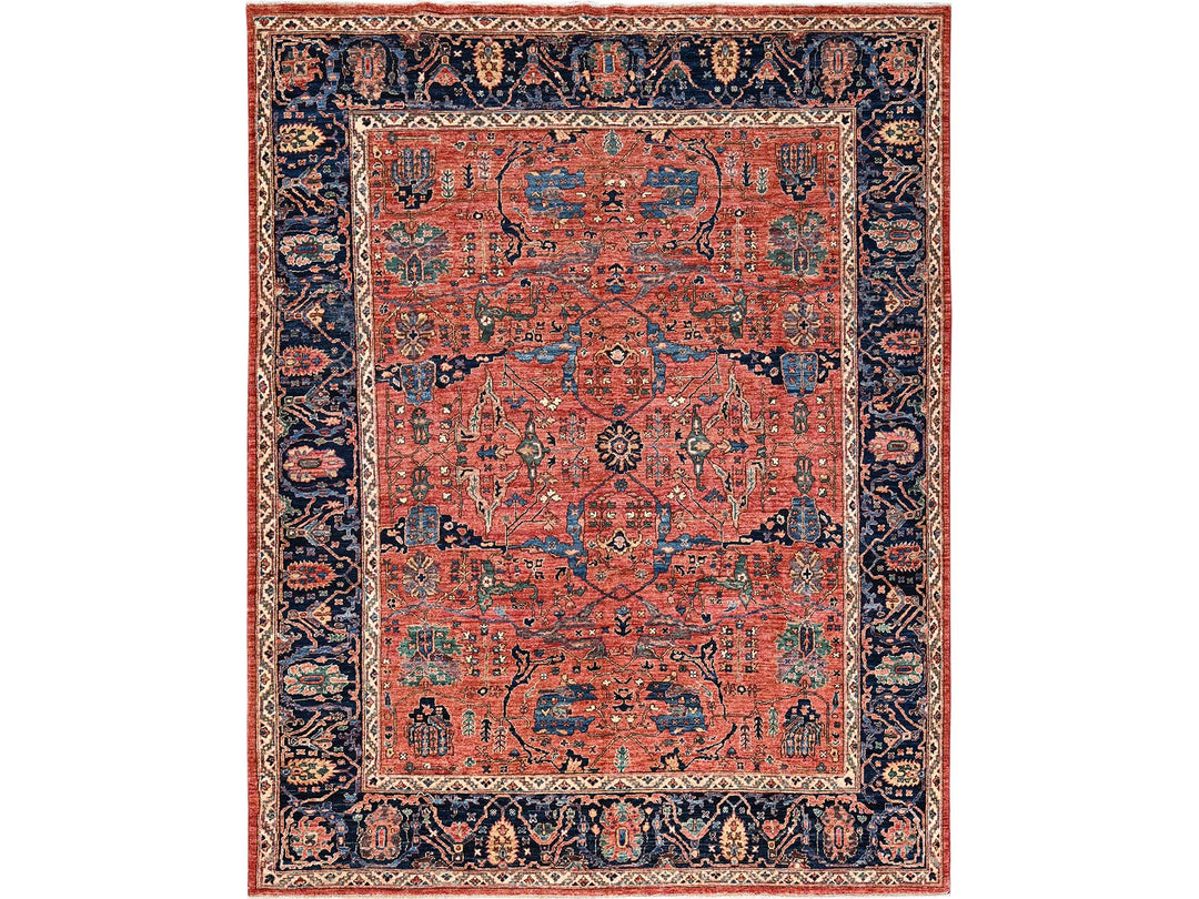 7'11" x 10'4" New Hand Knotted Red Wool Rectangle Oriental Rug - MOA1021045