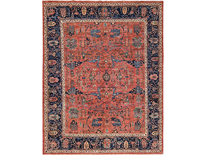 7'11" x 10'4" New Hand Knotted Red Wool Rectangle Oriental Rug - MOA1021045