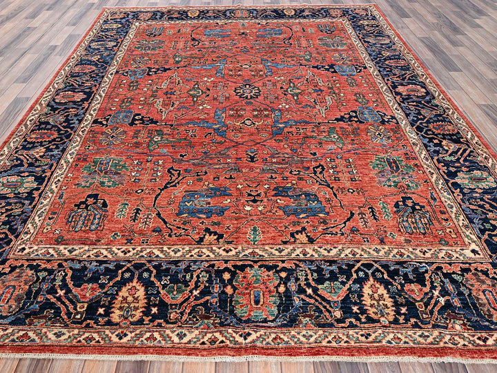 7'11" x 10'4" New Hand Knotted Red Wool Rectangle Oriental Rug - MOA1021045
