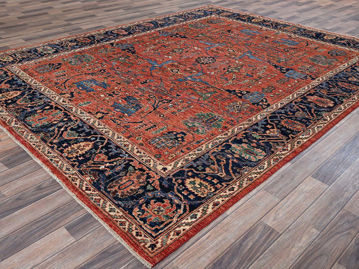 7'11" x 10'4" New Hand Knotted Red Wool Rectangle Oriental Rug - MOA1021045