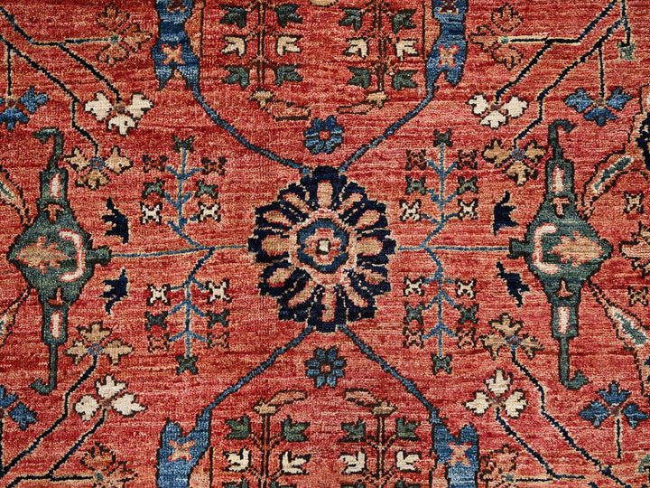 7'11" x 10'4" New Hand Knotted Red Wool Rectangle Oriental Rug - MOA1021045