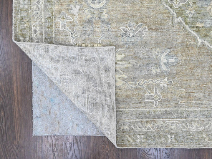 8'10" x 11'9" New Hand Knotted Green Wool Rectangle Oriental Rug - MOA10210461