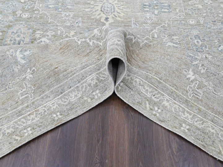 8'10" x 11'9" New Hand Knotted Green Wool Rectangle Oriental Rug - MOA10210461