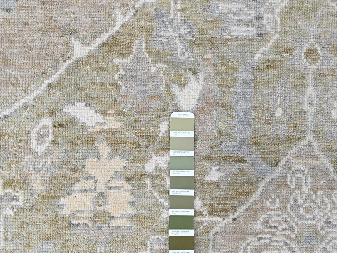 8'10" x 11'9" New Hand Knotted Green Wool Rectangle Oriental Rug - MOA10210461