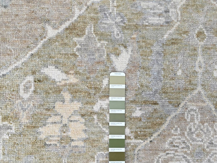 8'10" x 11'9" New Hand Knotted Green Wool Rectangle Oriental Rug - MOA10210461