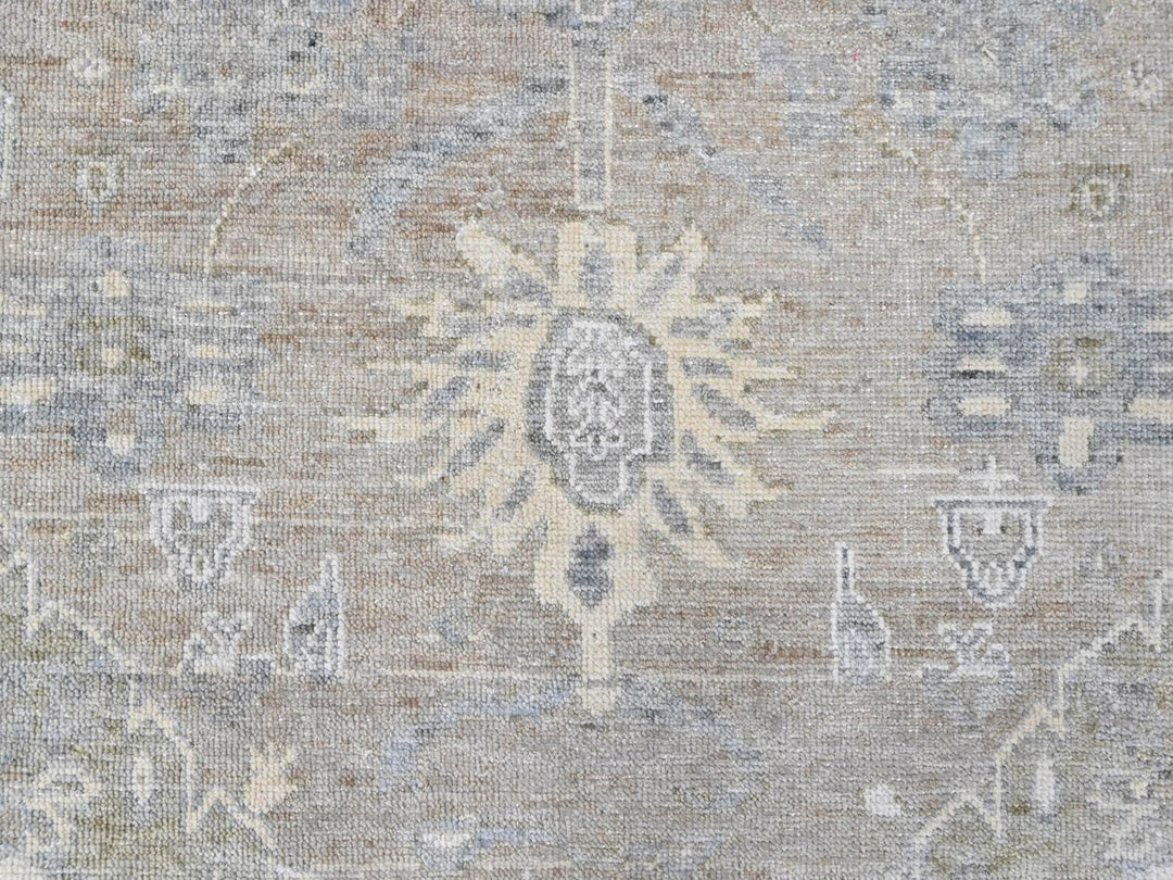 8'10" x 11'9" New Hand Knotted Green Wool Rectangle Oriental Rug - MOA10210461