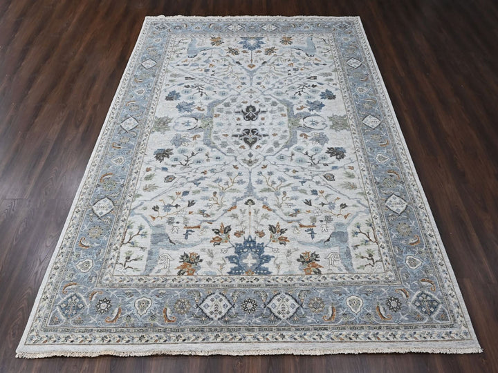 9'10" x 13'9" New Hand Knotted Grey Wool Rectangle Oriental Rug - MOA10210462