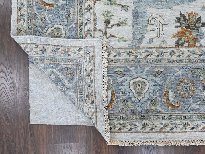 9'10" x 13'9" New Hand Knotted Grey Wool Rectangle Oriental Rug - MOA10210462