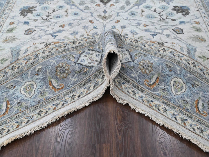 9'10" x 13'9" New Hand Knotted Grey Wool Rectangle Oriental Rug - MOA10210462