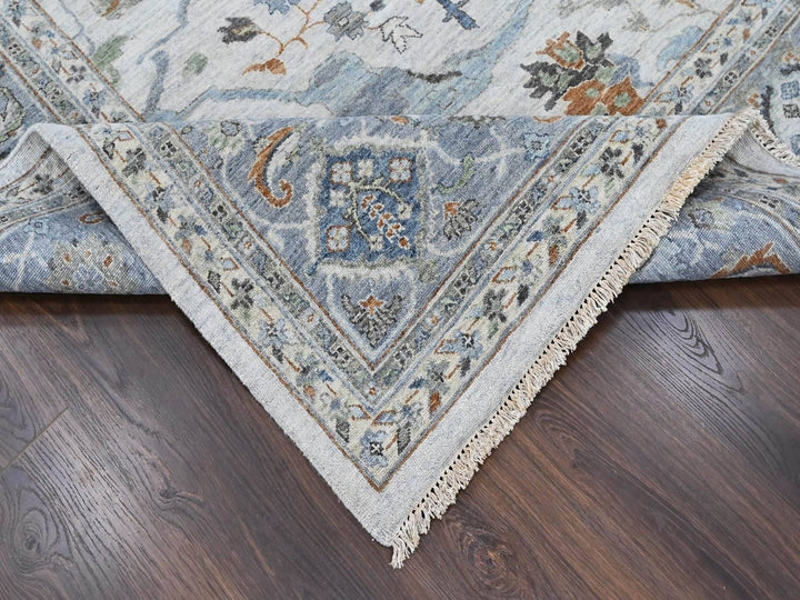 9'10" x 13'9" New Hand Knotted Grey Wool Rectangle Oriental Rug - MOA10210462