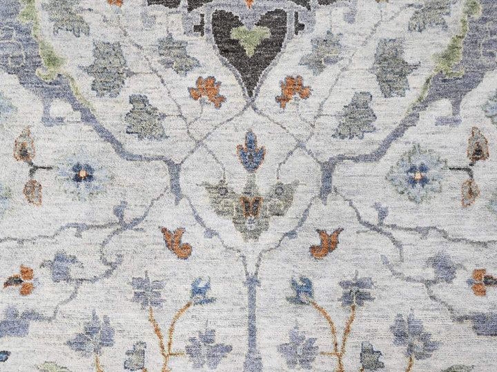 9'10" x 13'9" New Hand Knotted Grey Wool Rectangle Oriental Rug - MOA10210462