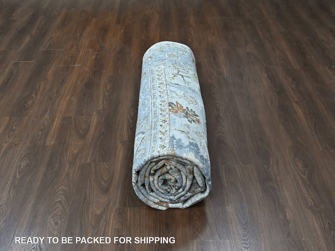 9'10" x 13'9" New Hand Knotted Grey Wool Rectangle Oriental Rug - MOA10210462