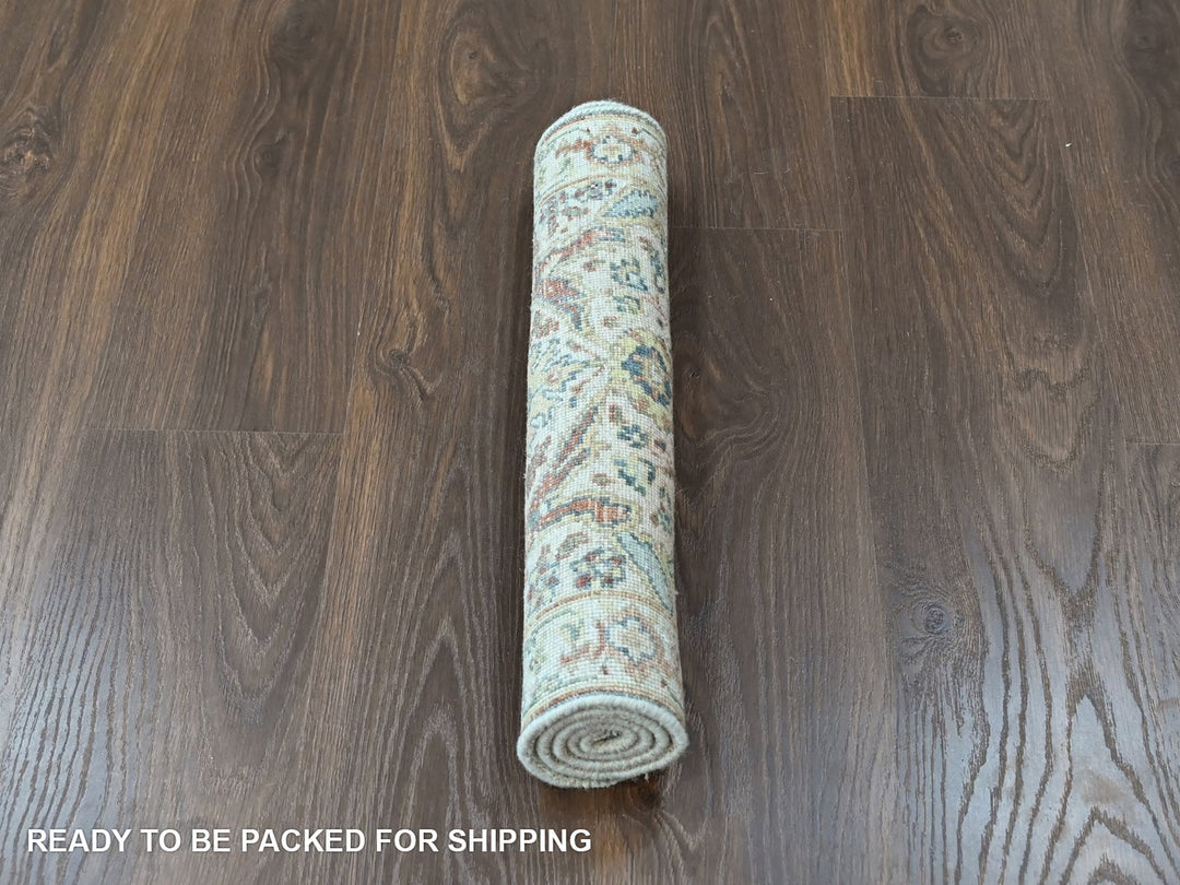 2'0" x 2'11" New Hand Knotted Ivory Wool Rectangle Oriental Rug - MOA10210463