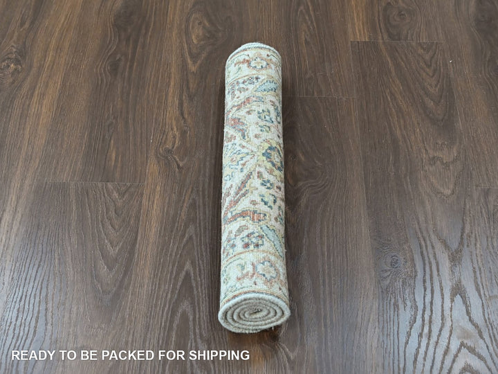 2'0" x 2'11" New Hand Knotted Ivory Wool Rectangle Oriental Rug - MOA10210463