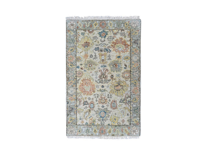 2'0" x 3'0" New Hand Knotted Beige Wool Rectangle Oriental Rug - MOA10210464