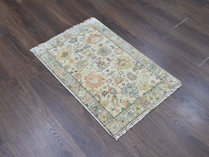 2'0" x 3'0" New Hand Knotted Beige Wool Rectangle Oriental Rug - MOA10210464