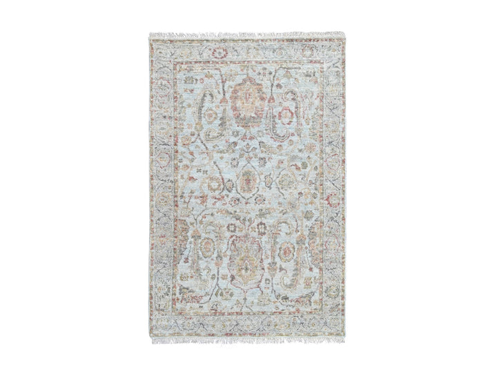 2'11" x 4'11" New Hand Knotted Grey Wool Rectangle Oriental Rug - MOA10210467