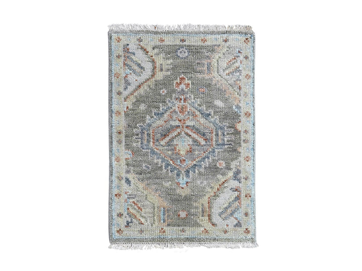2'0" x 3'0" New Hand Knotted Green Wool Rectangle Oriental Rug - MOA10210468