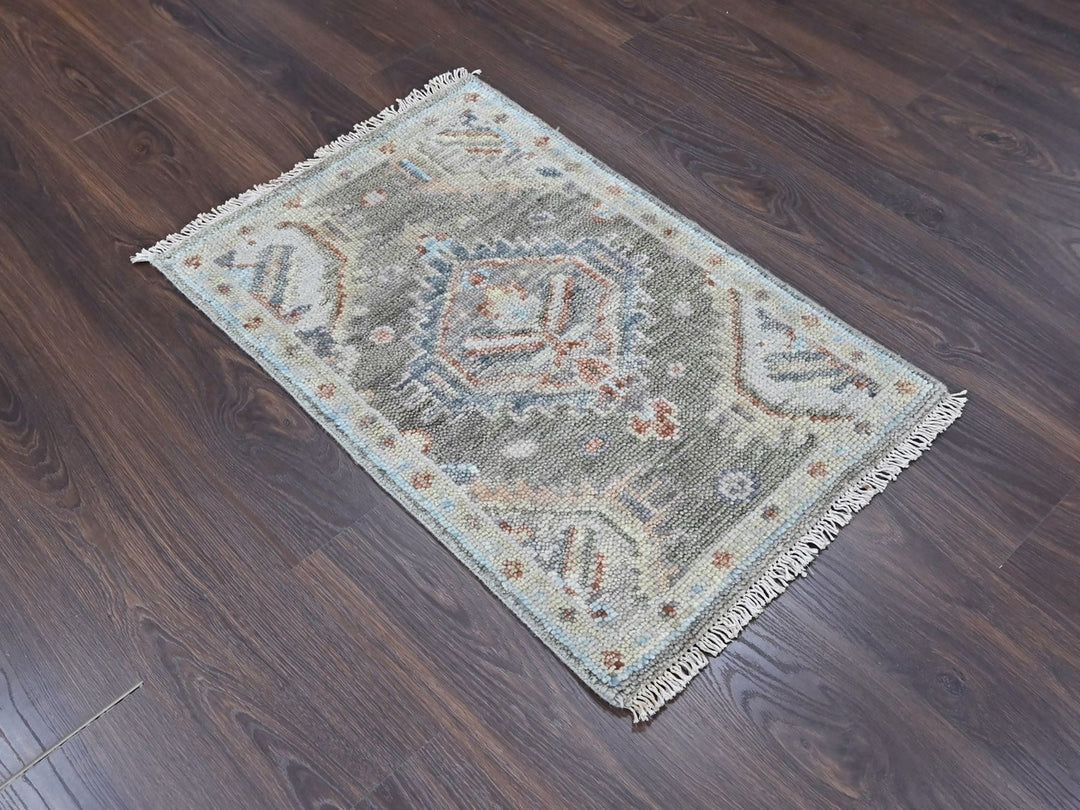 2'0" x 3'0" New Hand Knotted Green Wool Rectangle Oriental Rug - MOA10210468