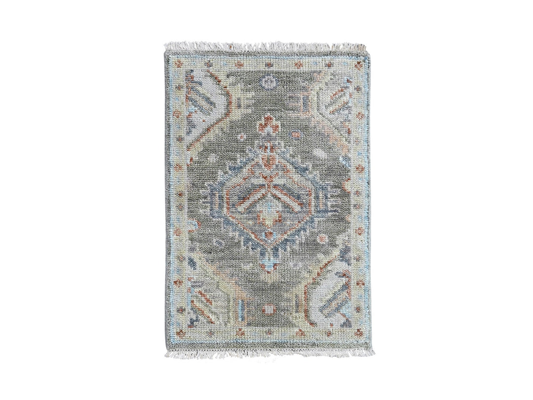 2'0" x 3'0" New Hand Knotted Green Wool Rectangle Oriental Rug - MOA10210469