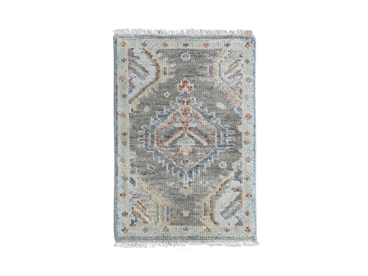 2'0" x 3'0" New Hand Knotted Green Wool Rectangle Oriental Rug - MOA10210469