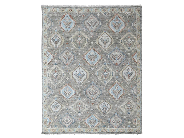 8'0" x 9'9" New Hand Knotted Green Wool Rectangle Oriental Rug - MOA10210470