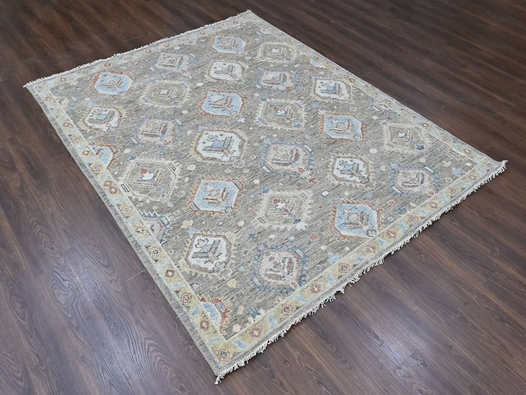 8'0" x 9'9" New Hand Knotted Green Wool Rectangle Oriental Rug - MOA10210470