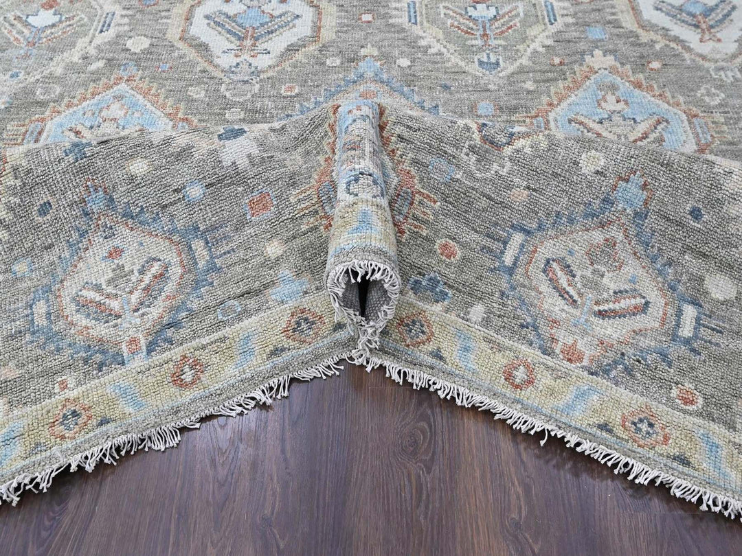 8'0" x 9'9" New Hand Knotted Green Wool Rectangle Oriental Rug - MOA10210470