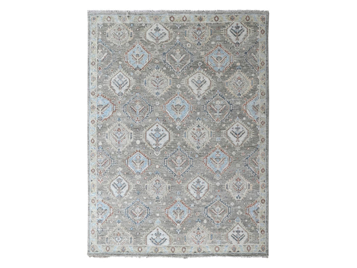 8'11" x 11'10" New Hand Knotted Green Wool Rectangle Oriental Rug - MOA10210471