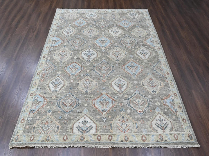 8'11" x 11'10" New Hand Knotted Green Wool Rectangle Oriental Rug - MOA10210471
