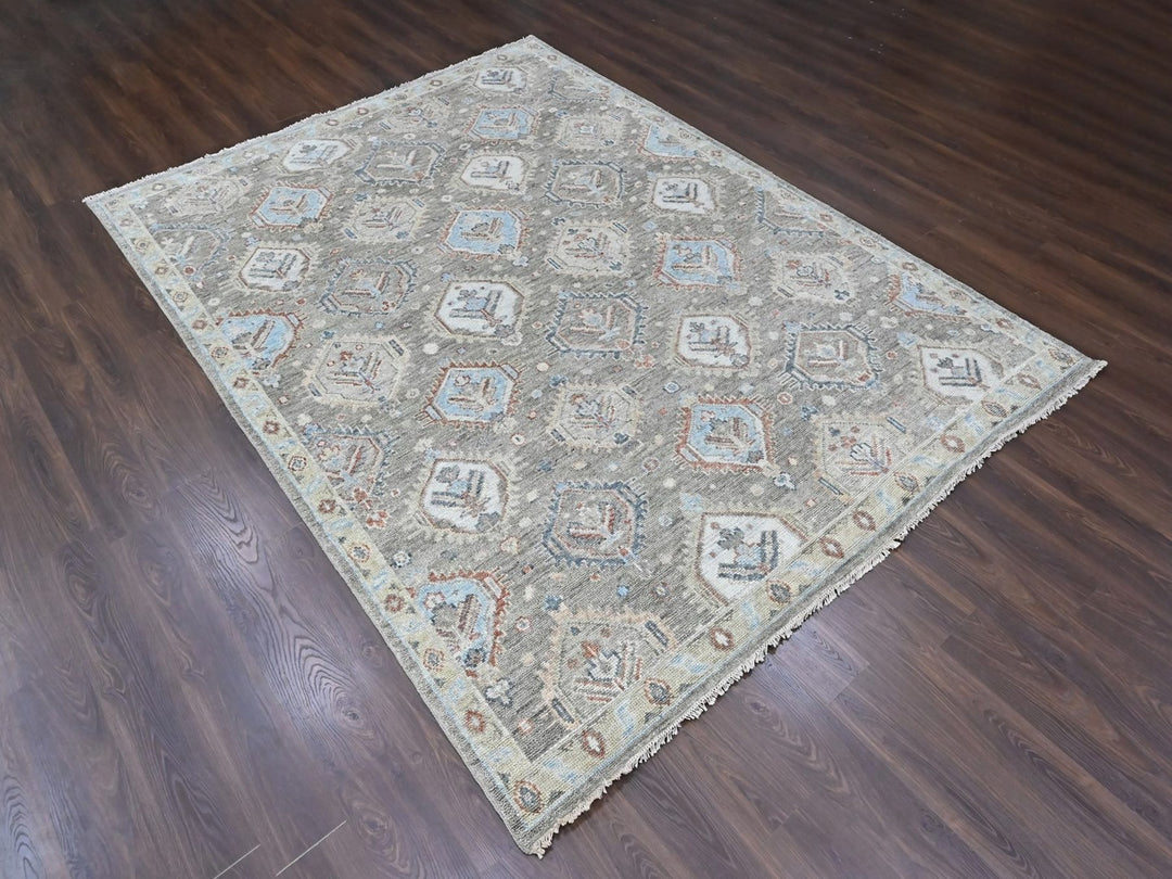 8'11" x 11'10" New Hand Knotted Green Wool Rectangle Oriental Rug - MOA10210471