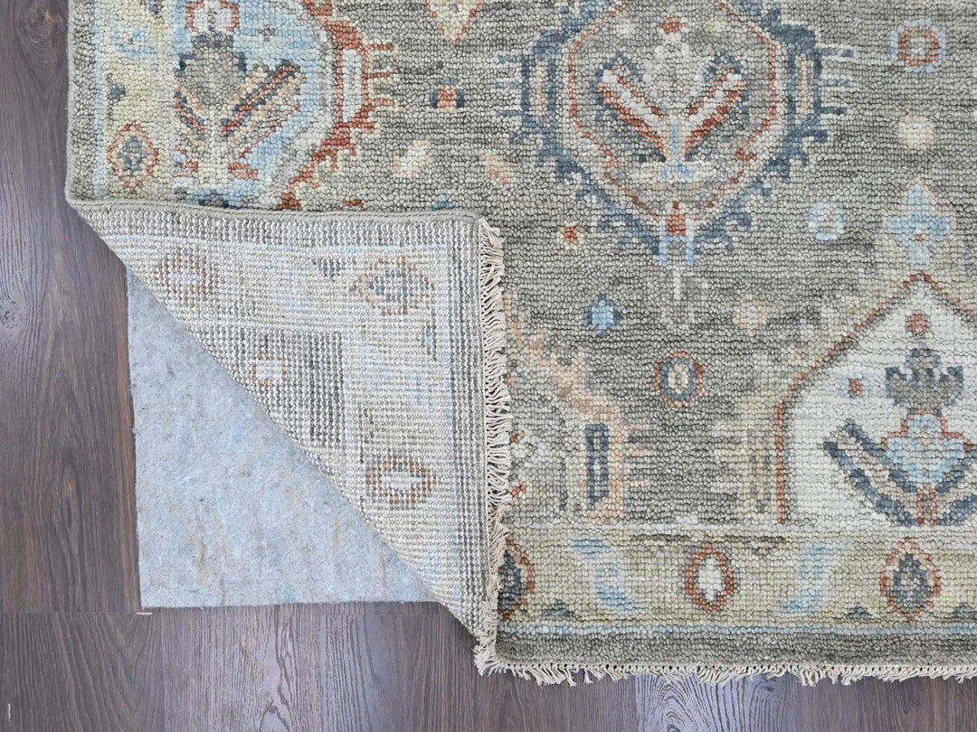 8'11" x 11'10" New Hand Knotted Green Wool Rectangle Oriental Rug - MOA10210471