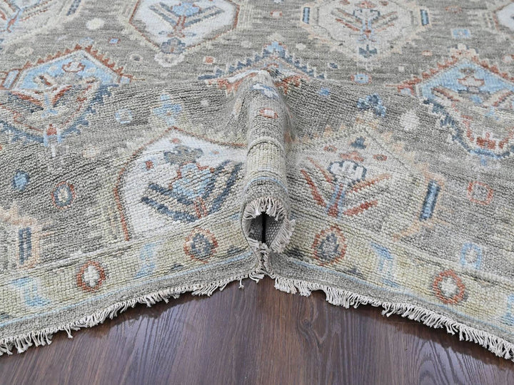 8'11" x 11'10" New Hand Knotted Green Wool Rectangle Oriental Rug - MOA10210471