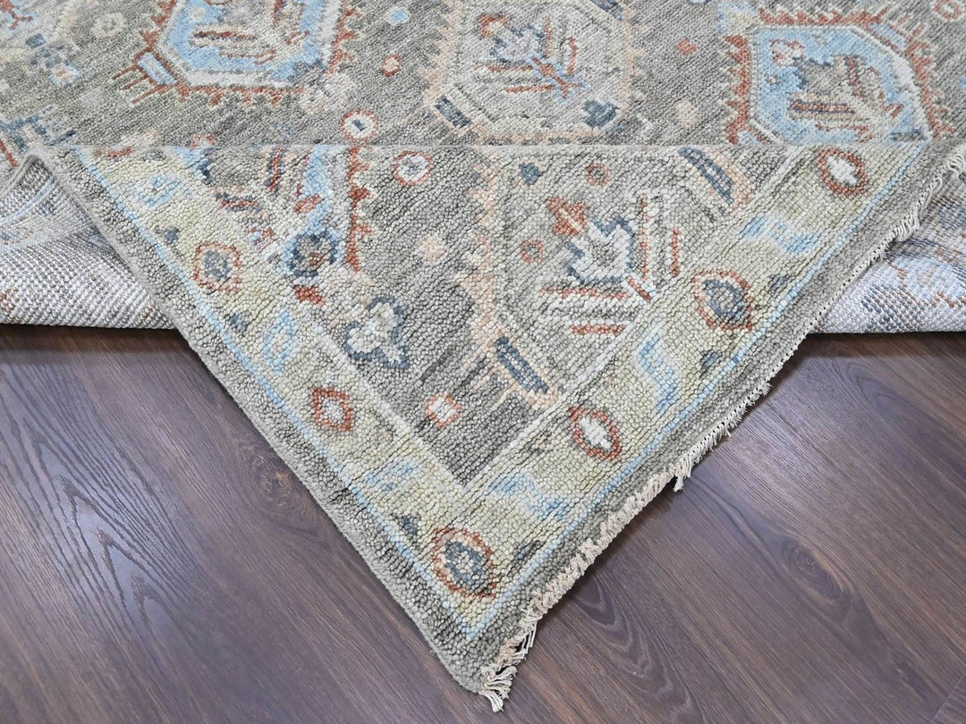8'11" x 11'10" New Hand Knotted Green Wool Rectangle Oriental Rug - MOA10210471