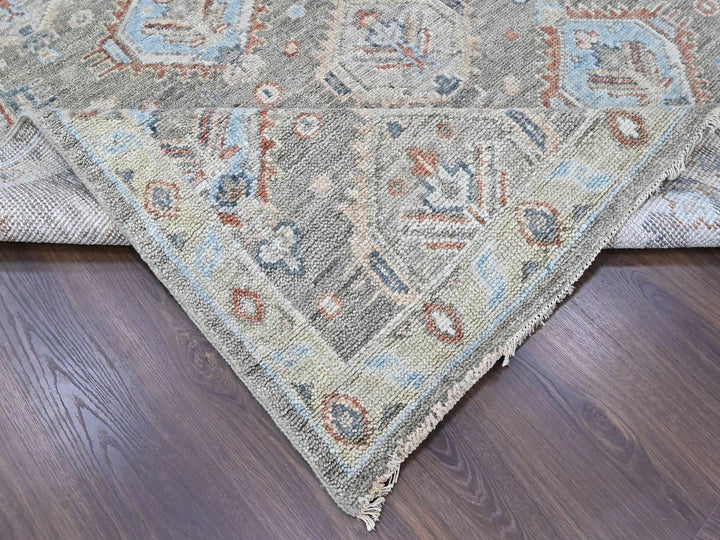 8'11" x 11'10" New Hand Knotted Green Wool Rectangle Oriental Rug - MOA10210471