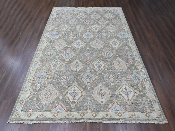 9'11" x 13'8" New Hand Knotted Green Wool Rectangle Oriental Rug - MOA10210472