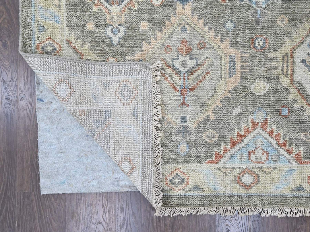 9'11" x 13'8" New Hand Knotted Green Wool Rectangle Oriental Rug - MOA10210472