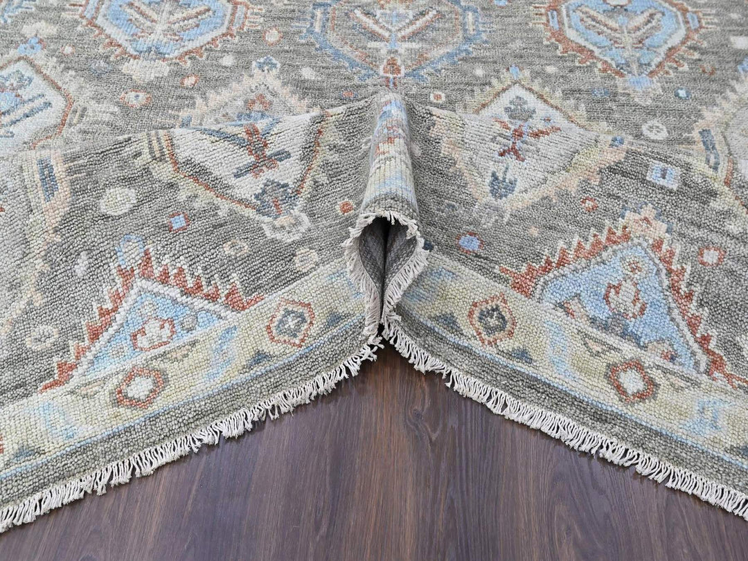 9'11" x 13'8" New Hand Knotted Green Wool Rectangle Oriental Rug - MOA10210472