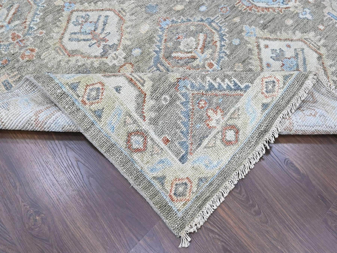 9'11" x 13'8" New Hand Knotted Green Wool Rectangle Oriental Rug - MOA10210472